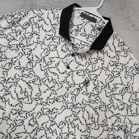 G FORE Other - G FORE Polo Shirt Men XXL 2XL Golf Star Print Short Sleeve White Black Geometric